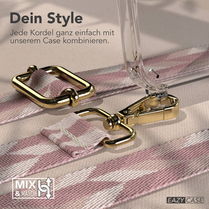 iPhone 12 Pro Handykette mit Boho Band und Metallapplikationen 