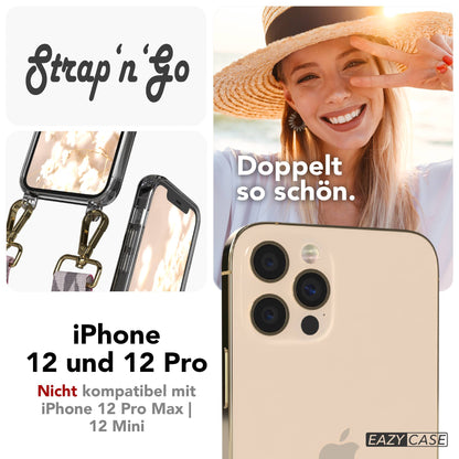 iPhone 12 Pro Handykette mit Boho Band und Metallapplikationen 
