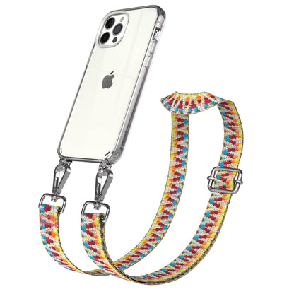 iPhone 12 Pro Handykette mit Boho Band und Metallapplikationen 