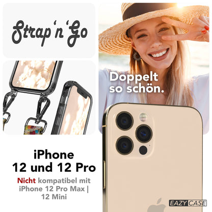 iPhone 12 Pro Handykette mit Boho Band und Metallapplikationen 
