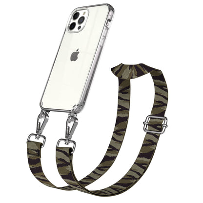 iPhone 12 Pro Handykette mit Boho Band und Metallapplikationen 