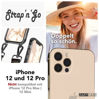 iPhone 12 Pro Handykette mit Boho Band und Metallapplikationen 