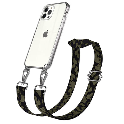 iPhone 12 Pro Handykette mit Boho Band und Metallapplikationen 