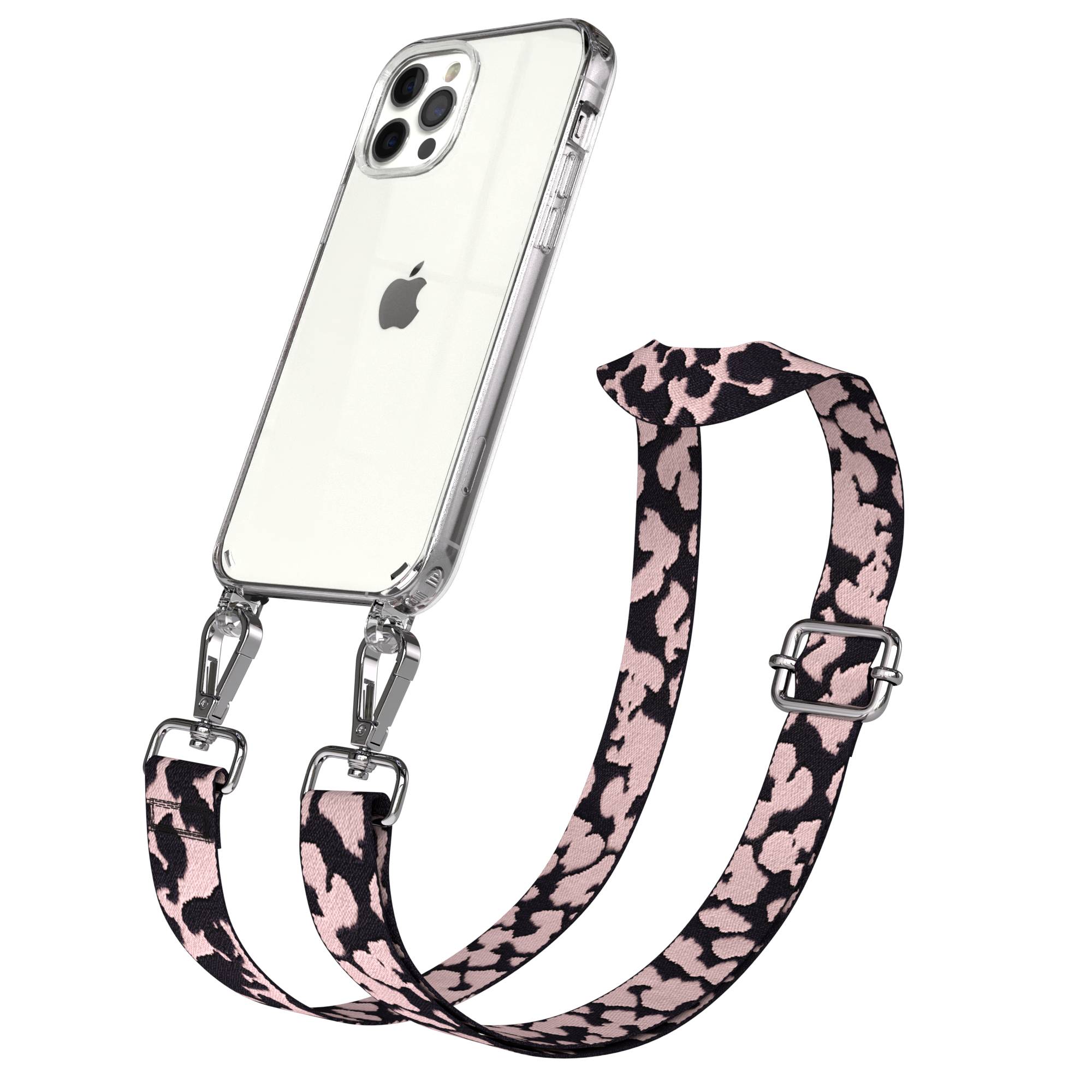 iPhone 12 Pro Handykette mit Boho Band und Metallapplikationen 
