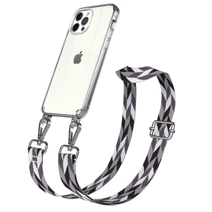 iPhone 12 Pro Handykette mit Boho Band und Metallapplikationen 