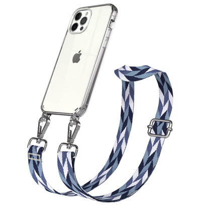 iPhone 12 Pro Handykette mit Boho Band und Metallapplikationen 