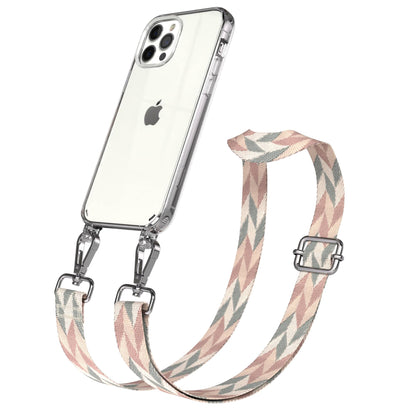 iPhone 12 Pro Handykette mit Boho Band und Metallapplikationen 