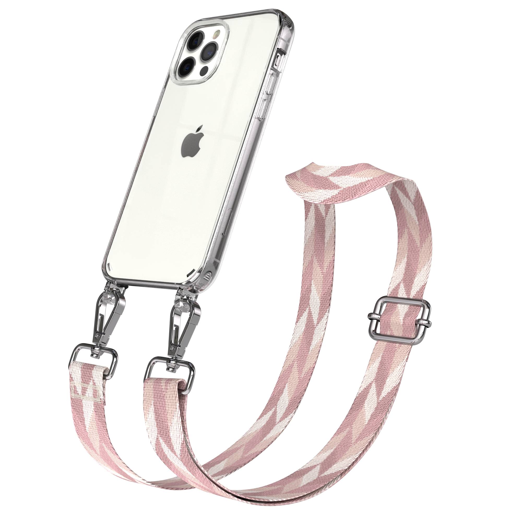 iPhone 12 Pro Handykette mit Boho Band und Metallapplikationen 