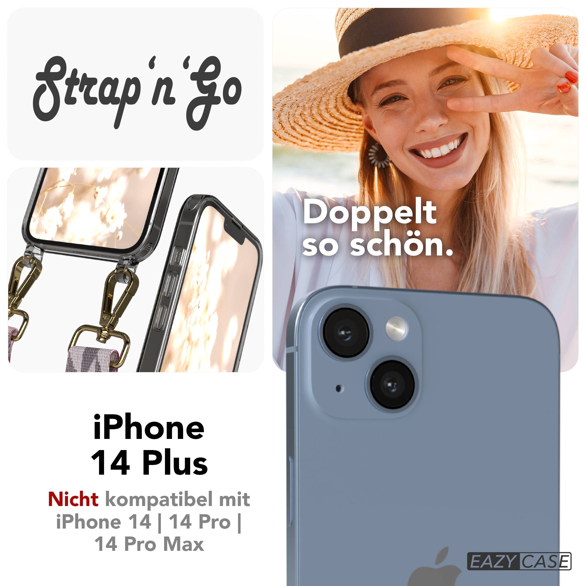 iPhone 14 Plus Handykette mit Boho Band verstellbarer Trageriemen 
