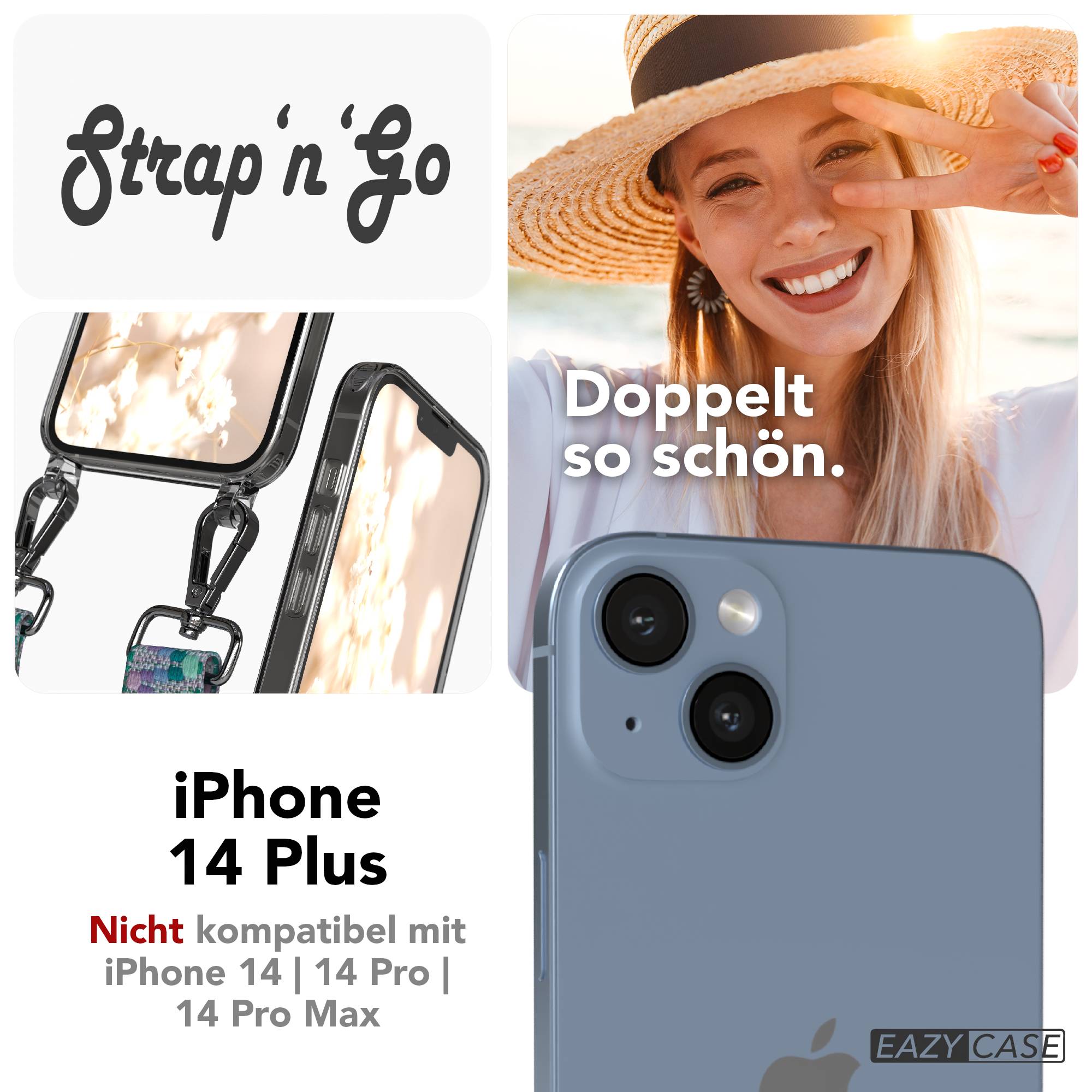 iPhone 14 Plus Handykette mit Boho Band verstellbarer Trageriemen 