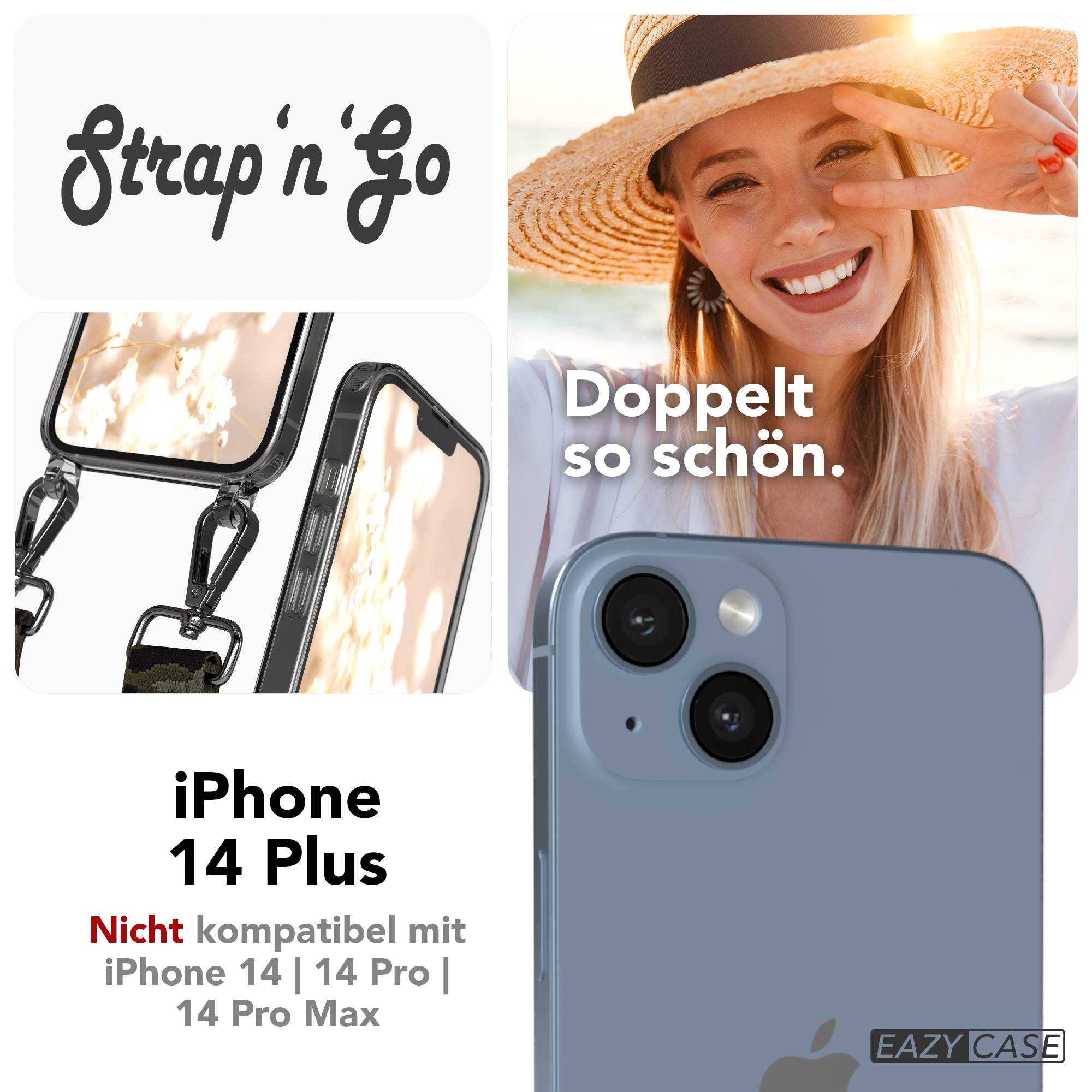 iPhone 14 Plus Handykette mit Boho Band verstellbarer Trageriemen 