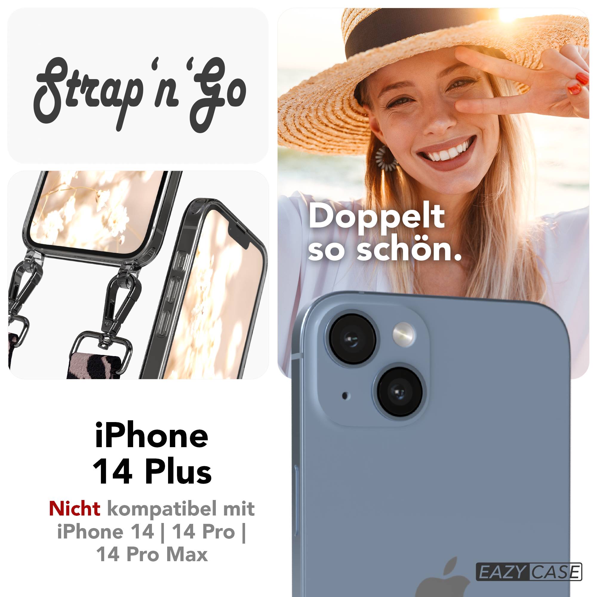 iPhone 14 Plus Handykette mit Boho Band verstellbarer Trageriemen 