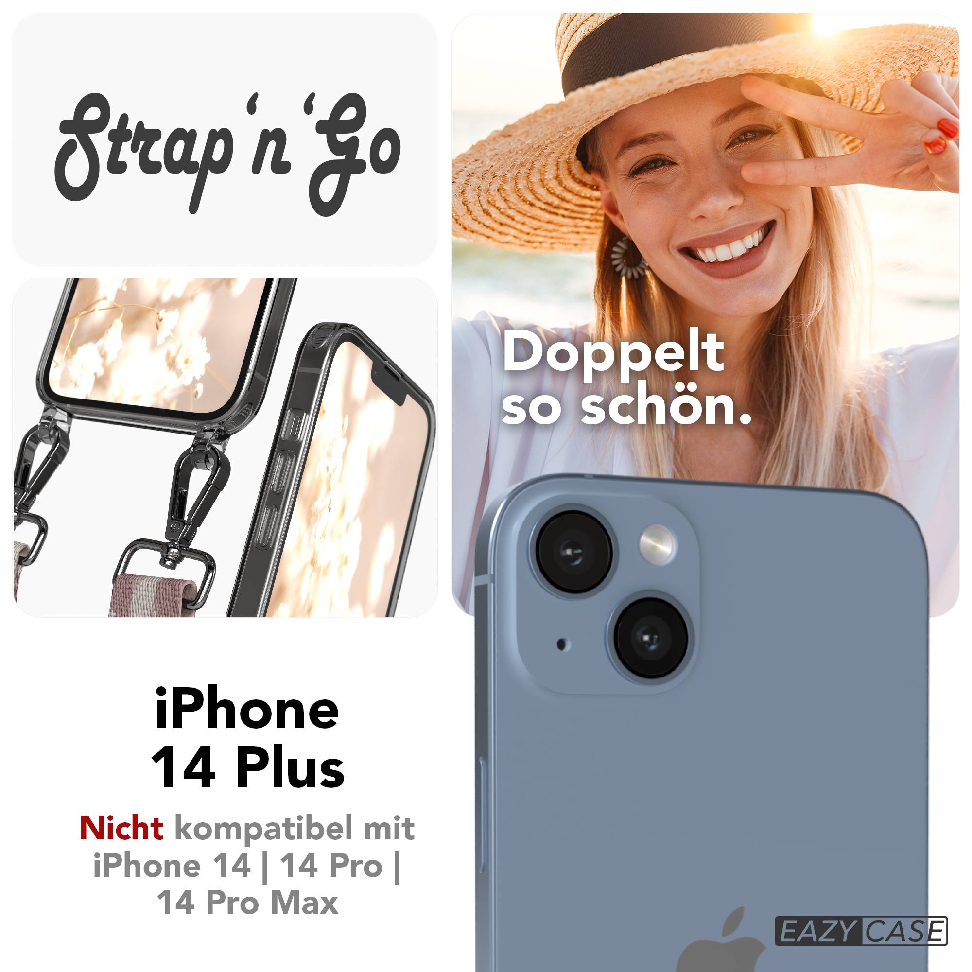 iPhone 14 Plus Handykette mit Boho Band verstellbarer Trageriemen 
