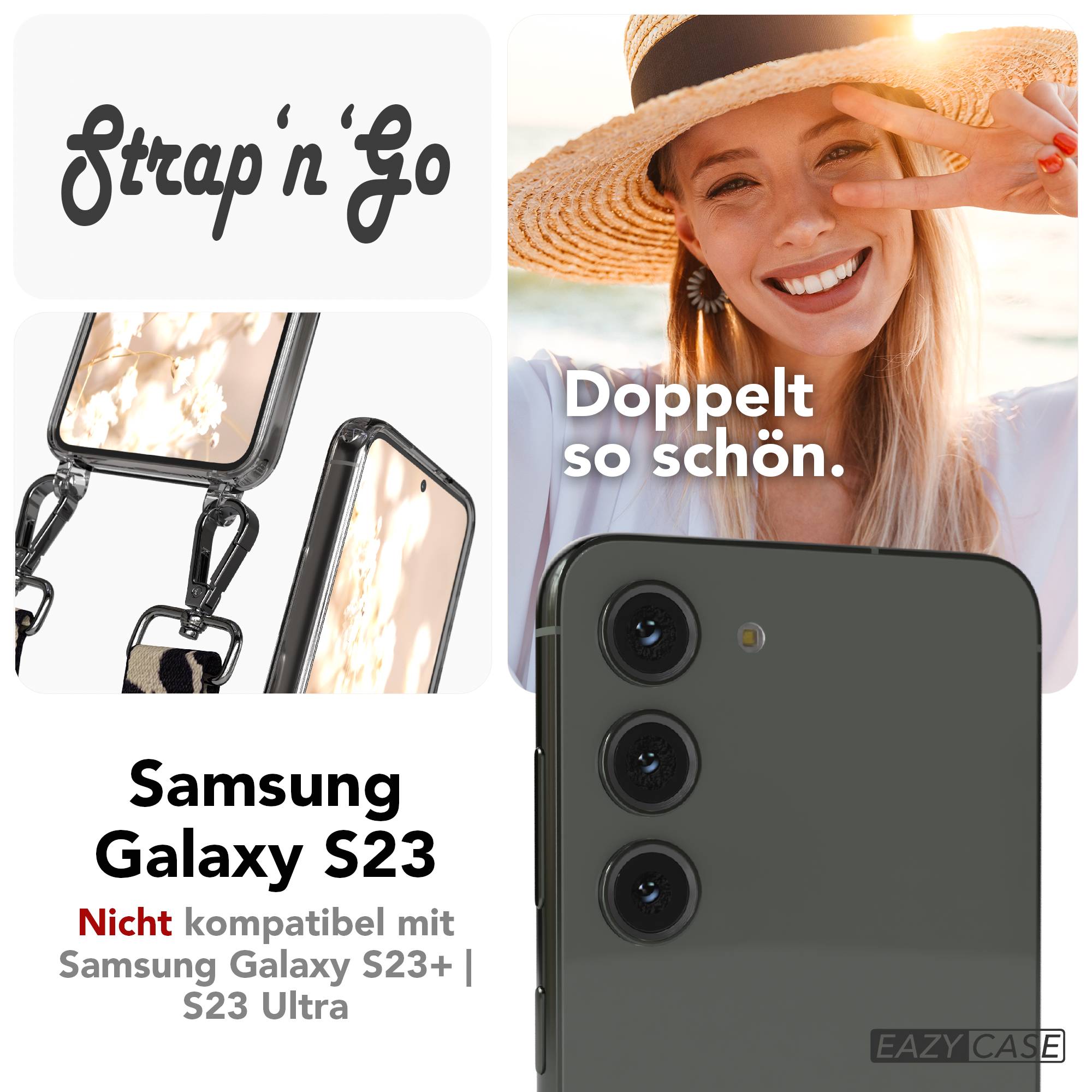 Samsung Galaxy S23 Handykette mit Boho Band und verstellbarem Riemen 