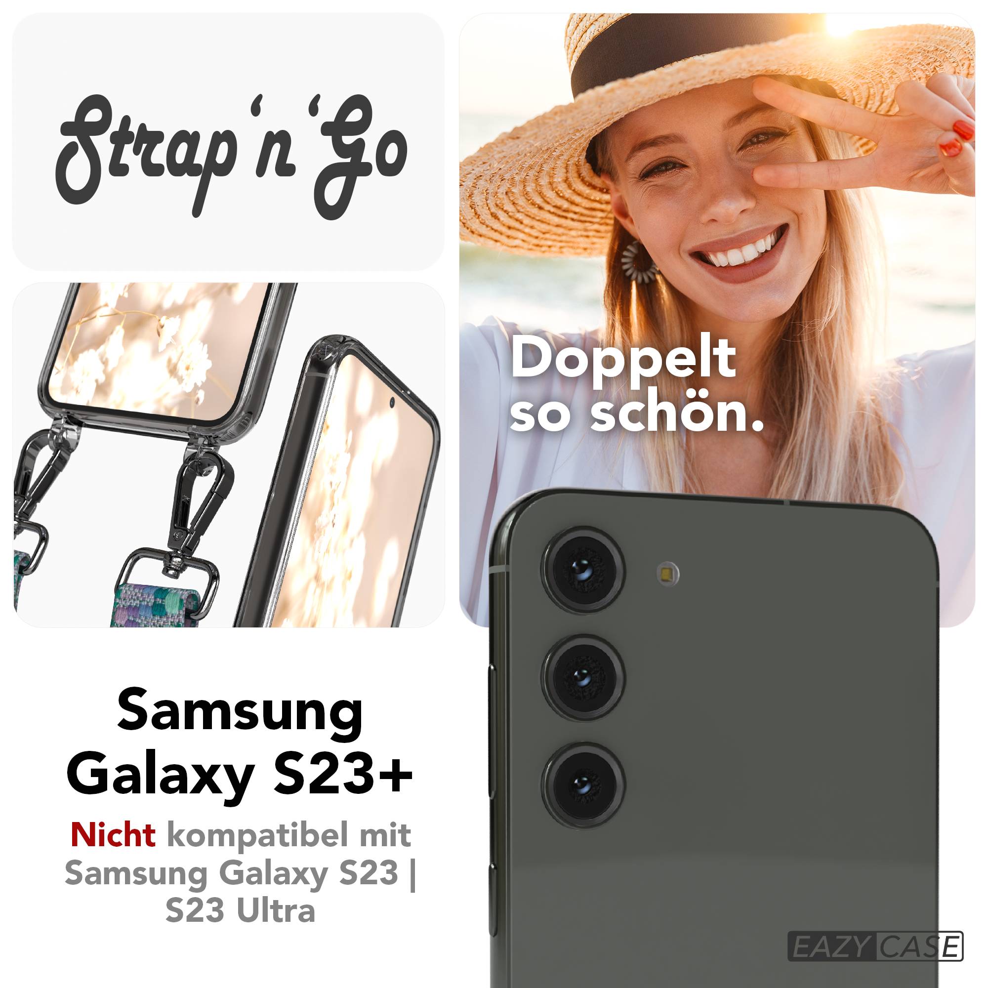 Samsung Galaxy S23 Plus Handykette mit Boho Band Umhängegurt Set 