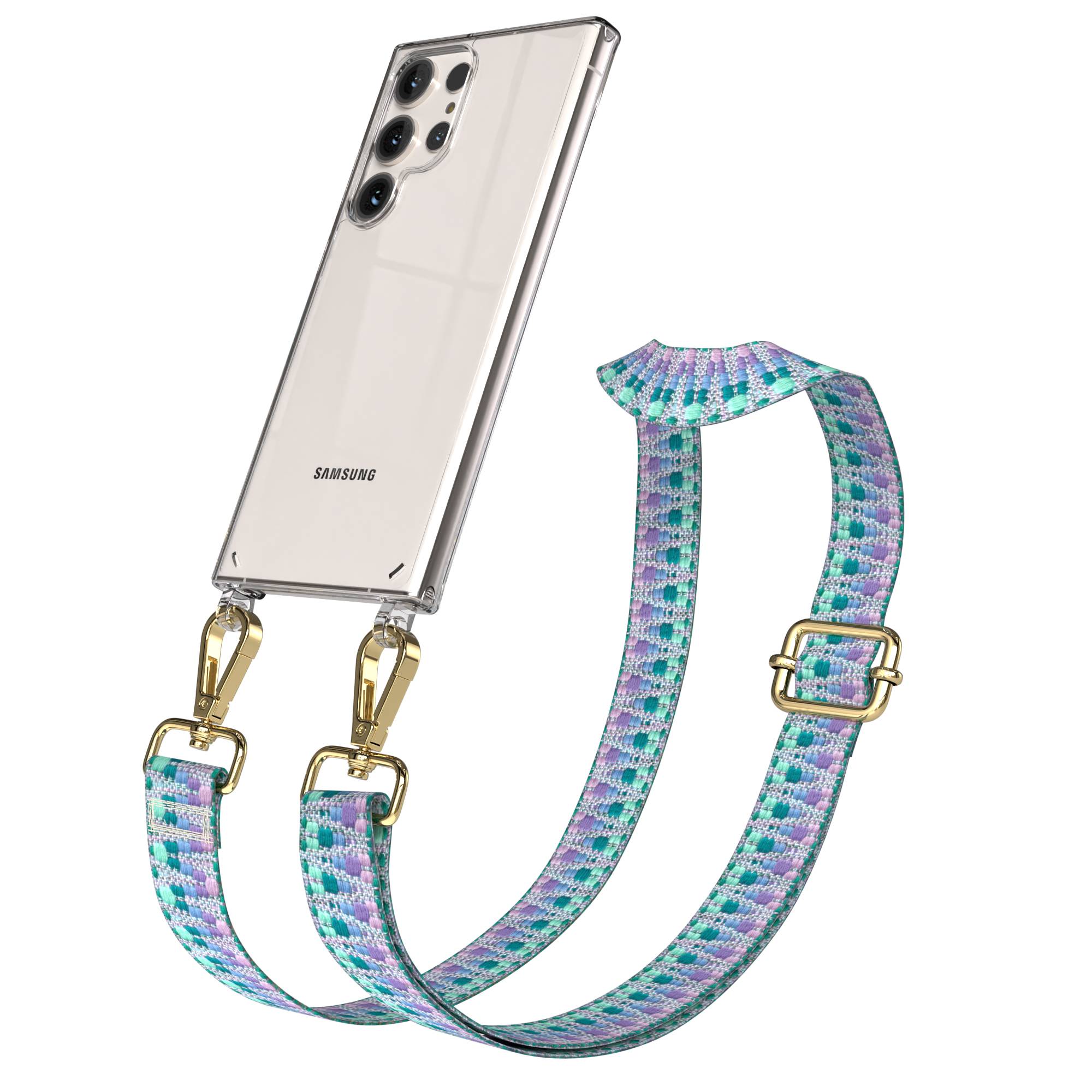 Samsung Galaxy S23 Ultra Handykette mit Boho Band verstellbar 