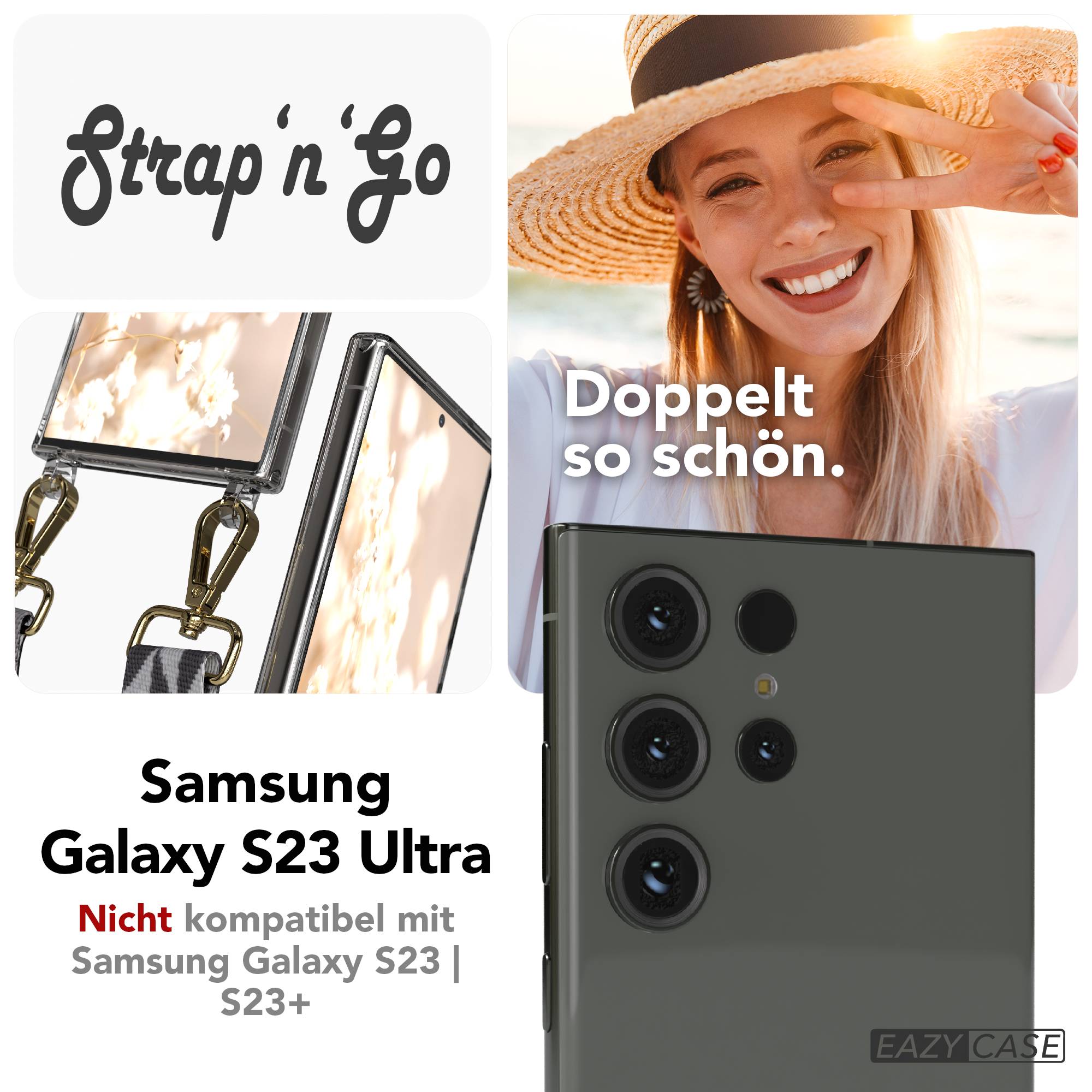 Samsung Galaxy S23 Ultra Handykette mit Boho Band verstellbar 