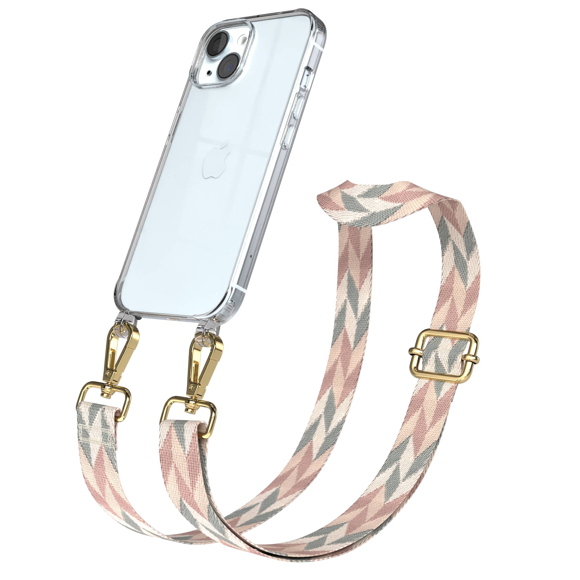 Apple iPhone 15 Handykette mit verstellbarem Boho Band zum Umhängen 