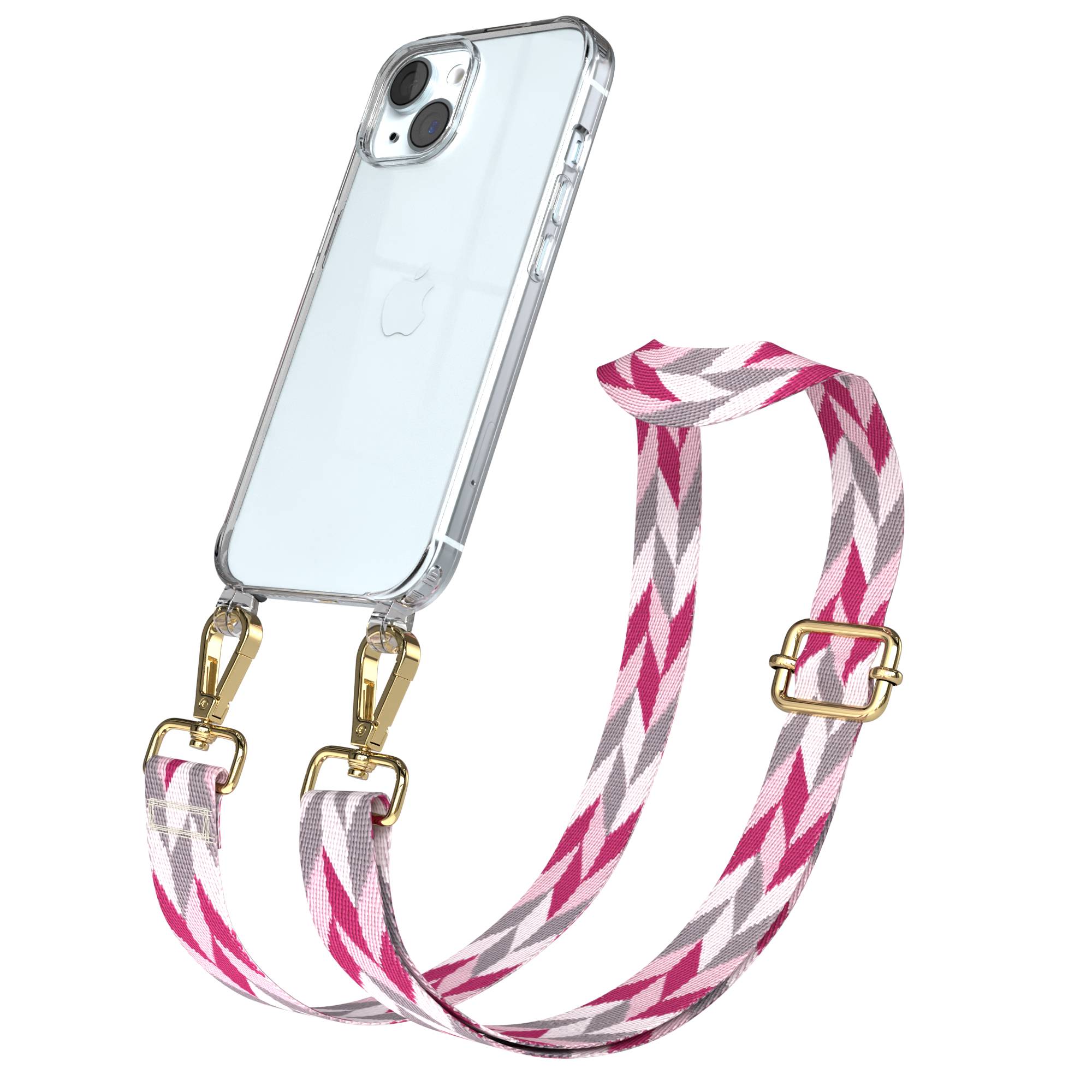 Apple iPhone 15 Handykette mit verstellbarem Boho Band zum Umhängen 