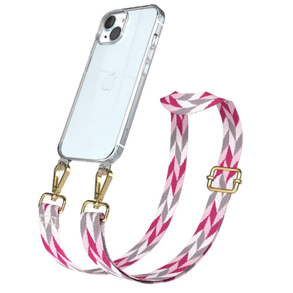 Apple iPhone 15 Handykette mit verstellbarem Boho Band zum Umhängen 