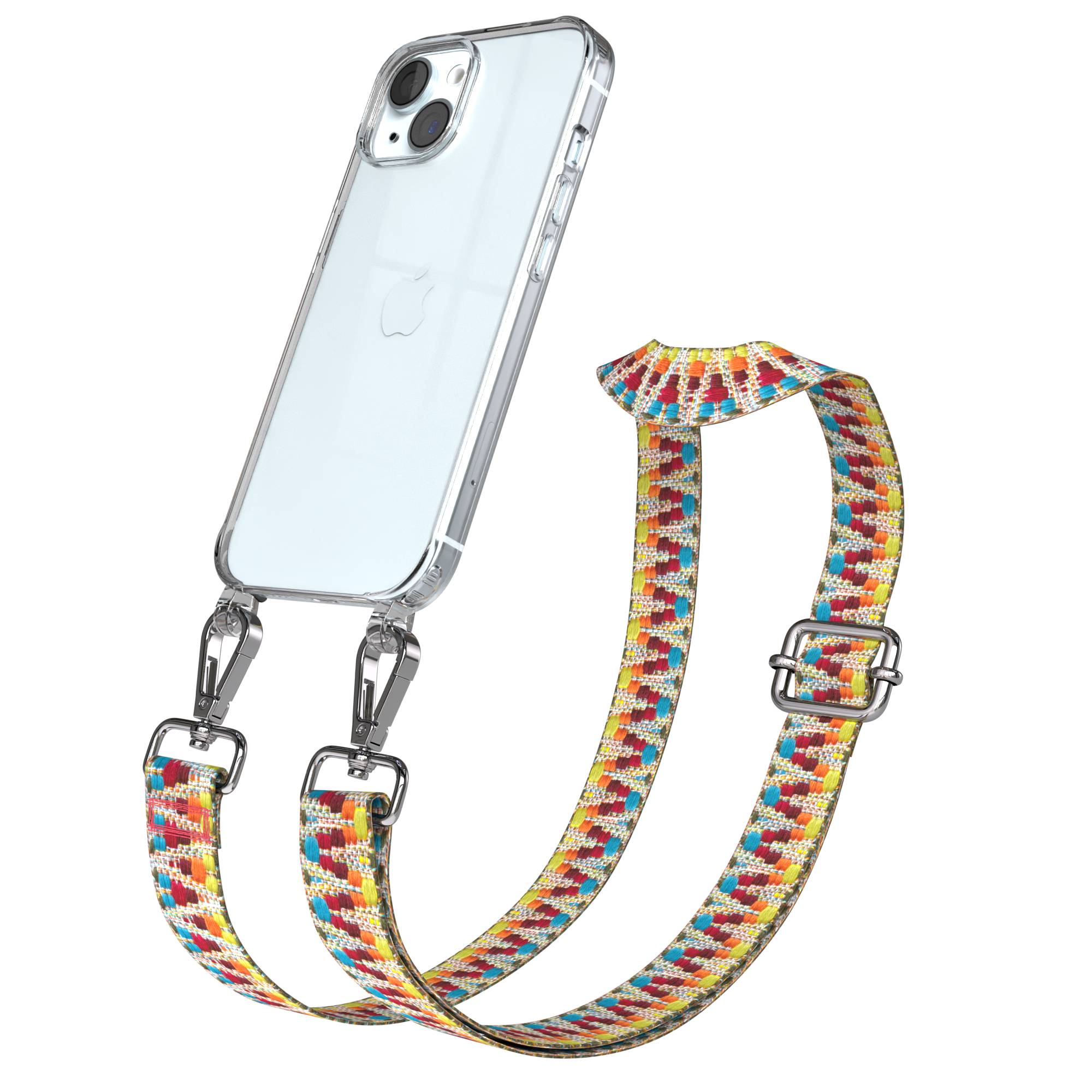 Apple iPhone 15 Handykette mit verstellbarem Boho Band zum Umhängen 