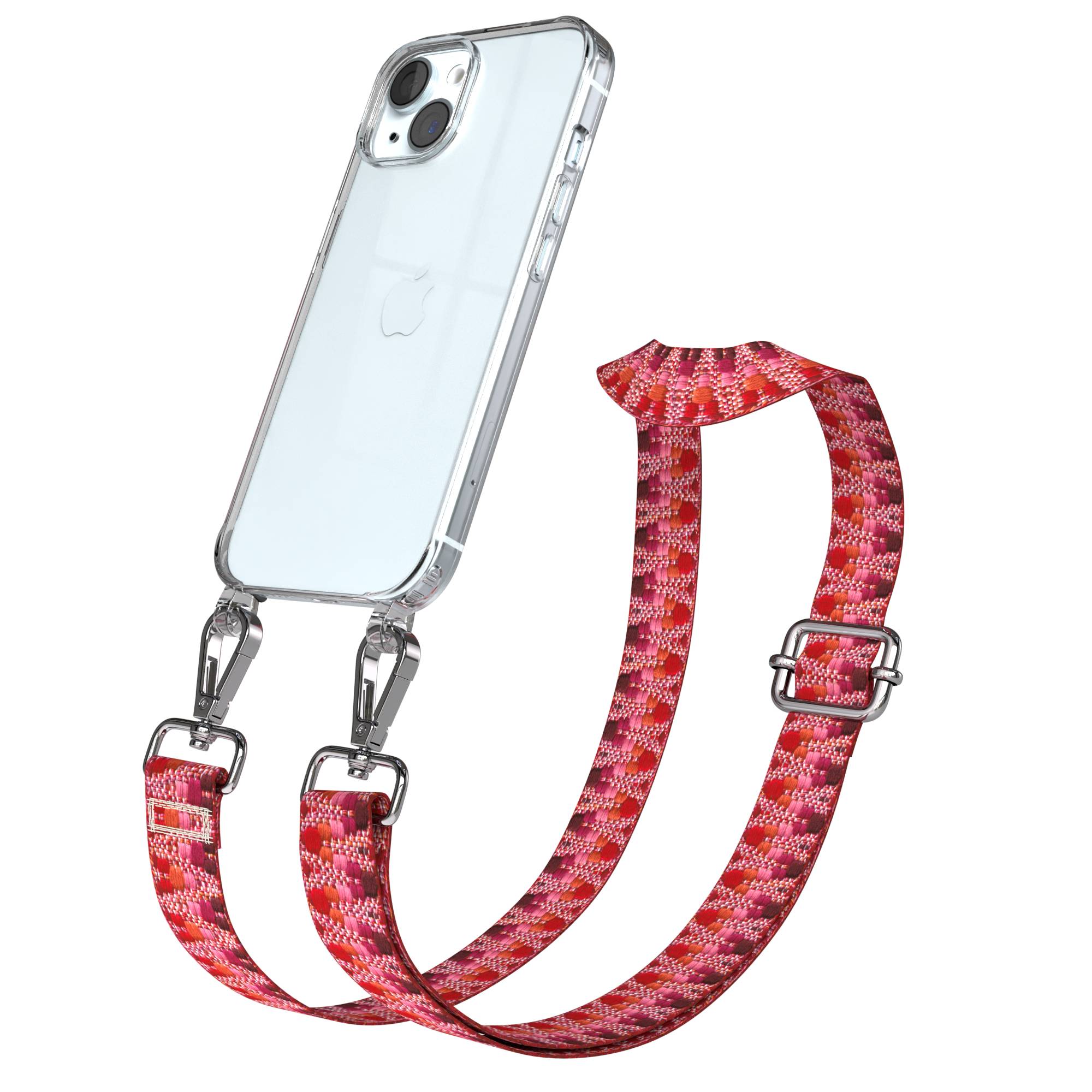 Apple iPhone 15 Handykette mit verstellbarem Boho Band zum Umhängen 