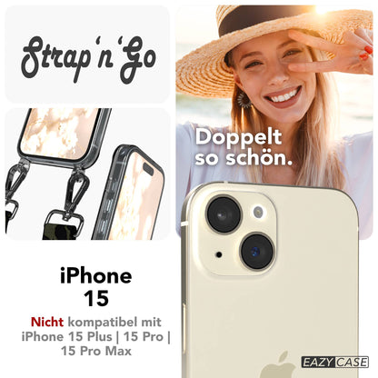 Apple iPhone 15 Handykette mit verstellbarem Boho Band zum Umhängen 