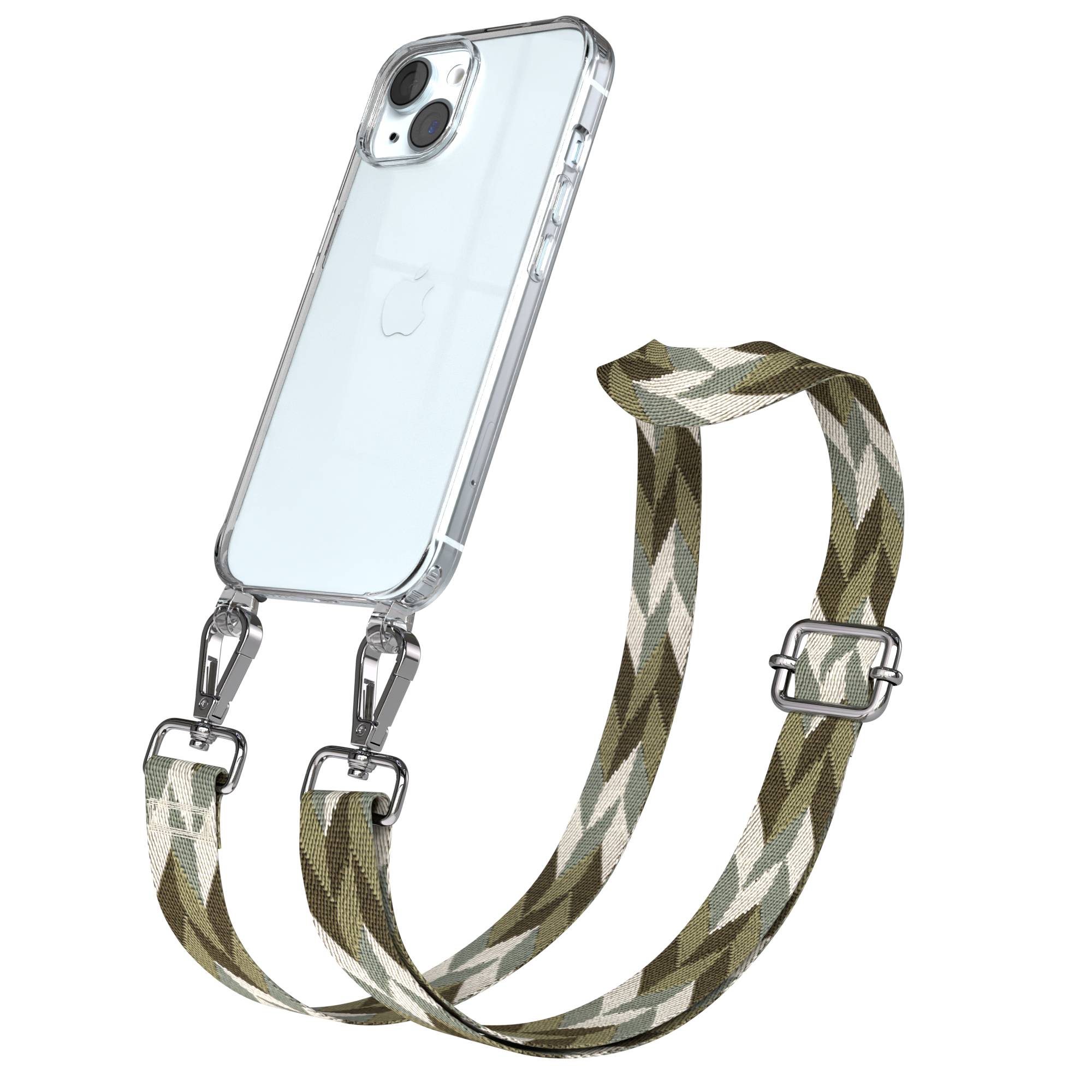 Apple iPhone 15 Handykette mit verstellbarem Boho Band zum Umhängen 