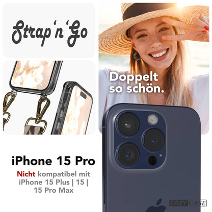 iPhone 15 Pro Handykette mit verstellbarem Trageriemen Boho Design 