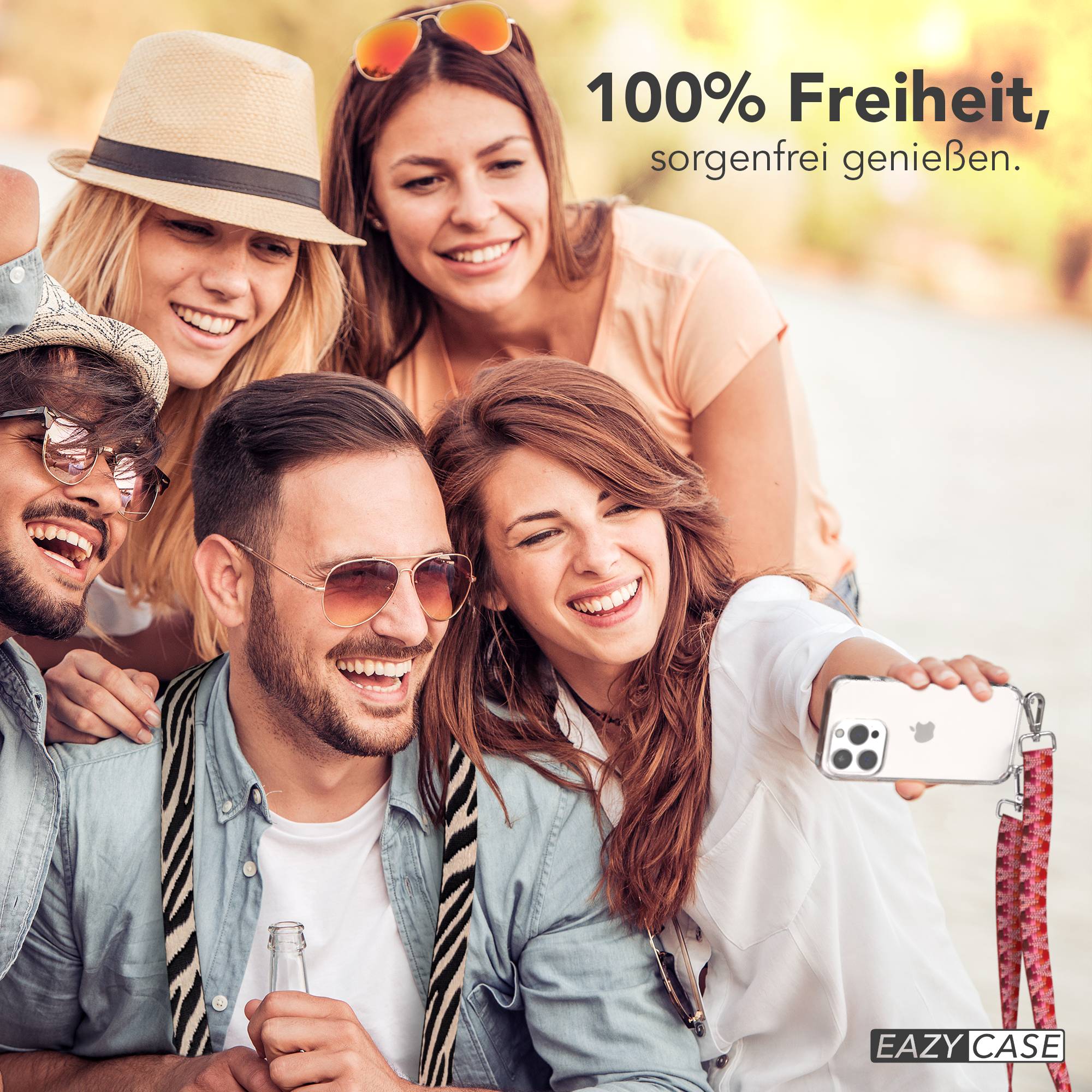 iPhone 15 Pro Handykette mit verstellbarem Trageriemen Boho Design 