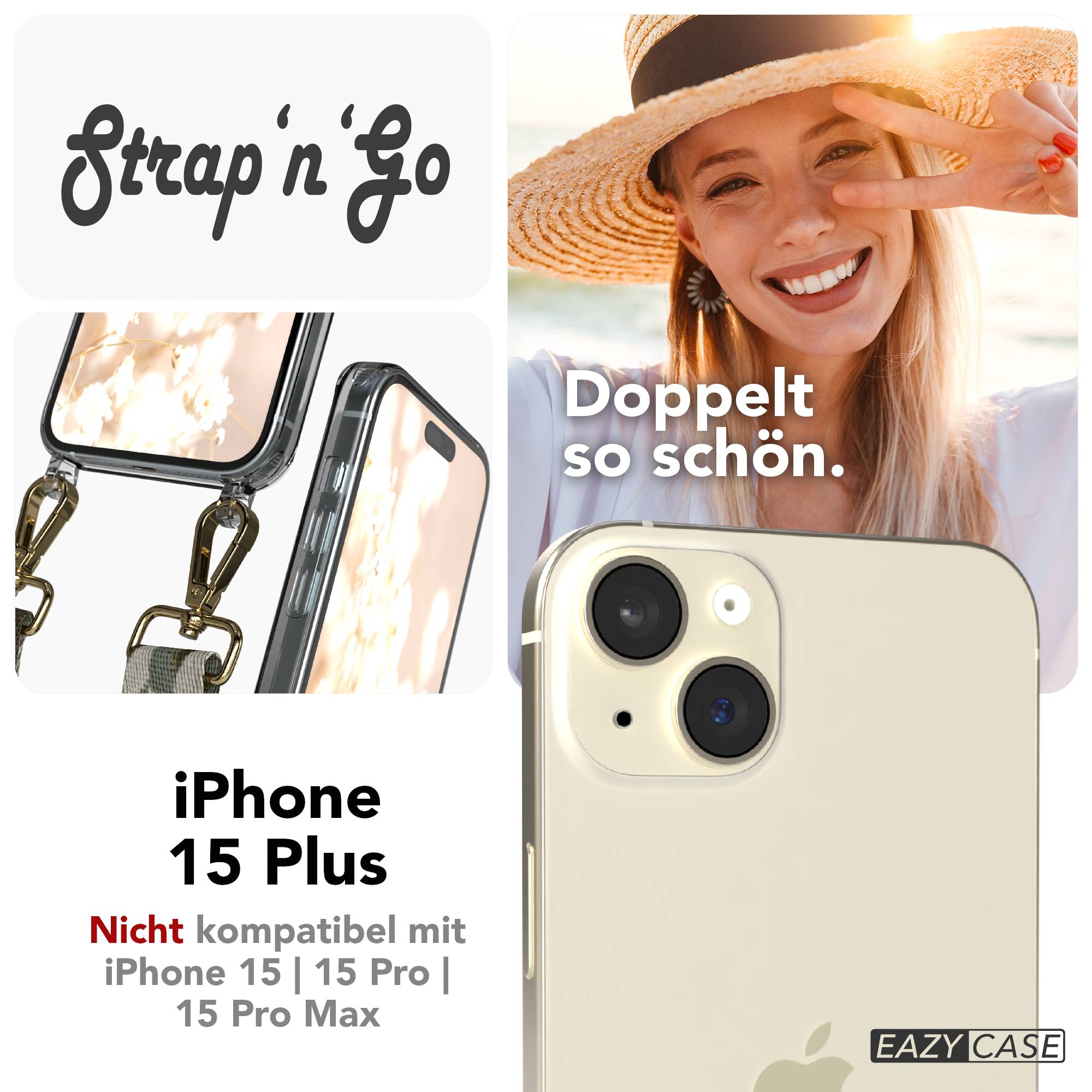 iPhone 15 Plus Handykette verstellbar mit Boho Band Design EAZY CASE 