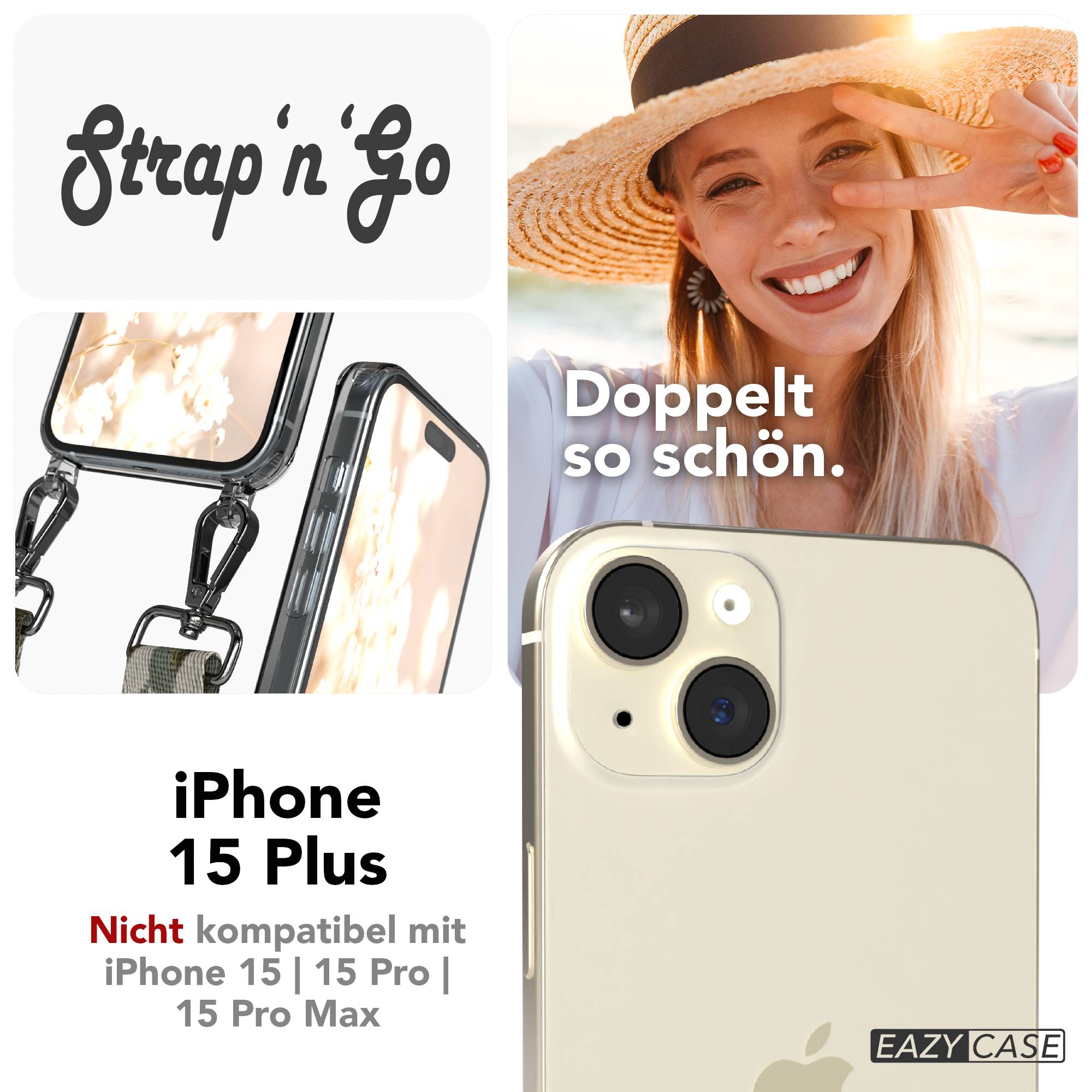 iPhone 15 Plus Handykette verstellbar mit Boho Band Design EAZY CASE 