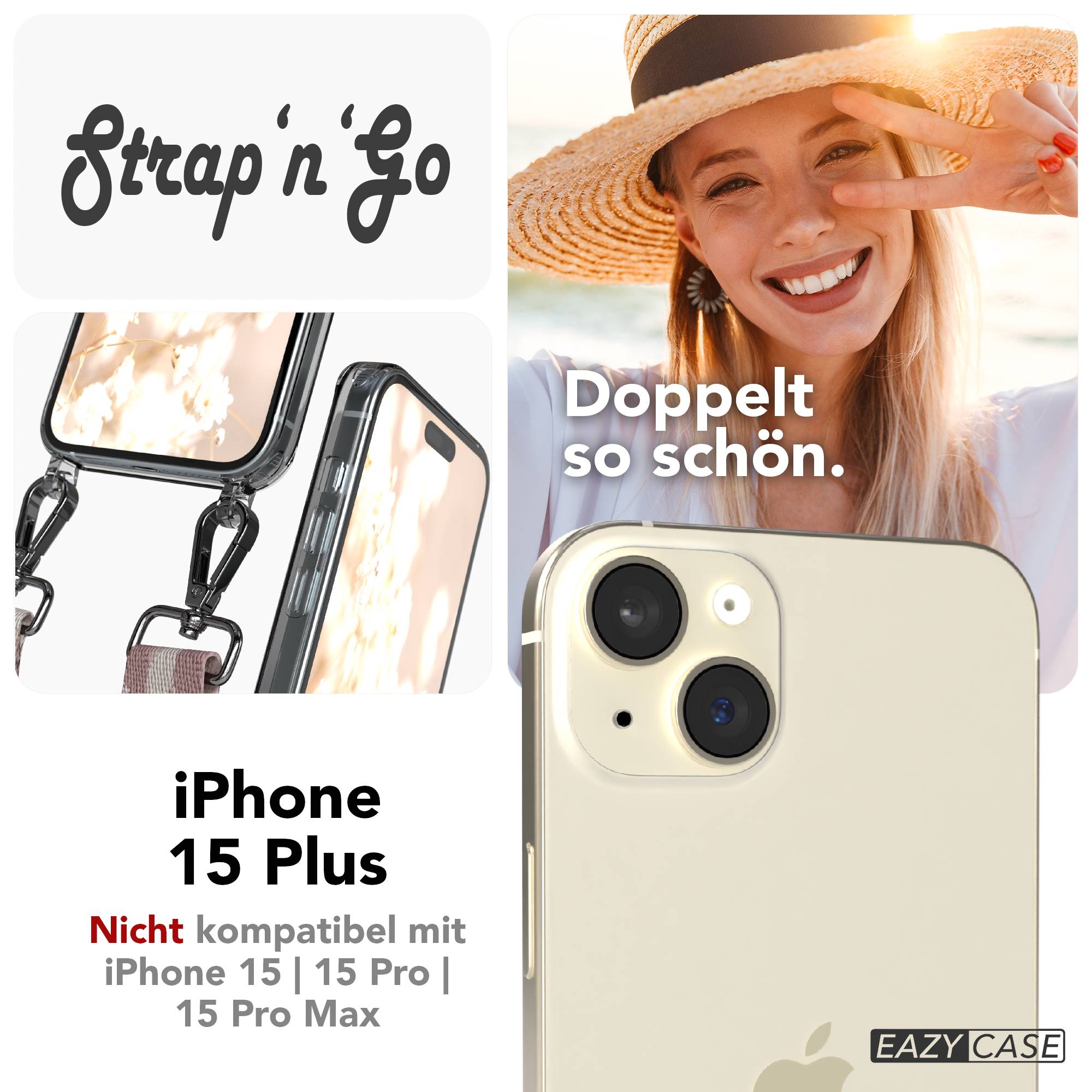 iPhone 15 Plus Handykette verstellbar mit Boho Band Design EAZY CASE 
