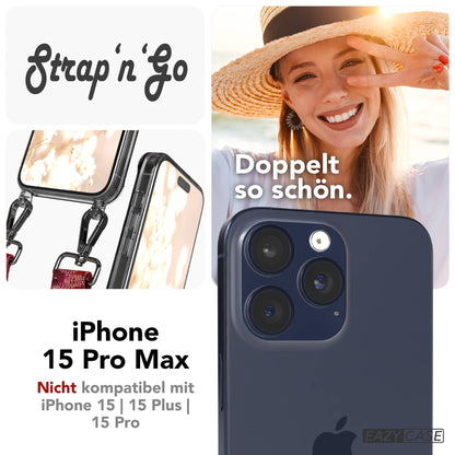 iPhone 15 Pro Max Handykette mit verstellbarem Boho Band Set 
