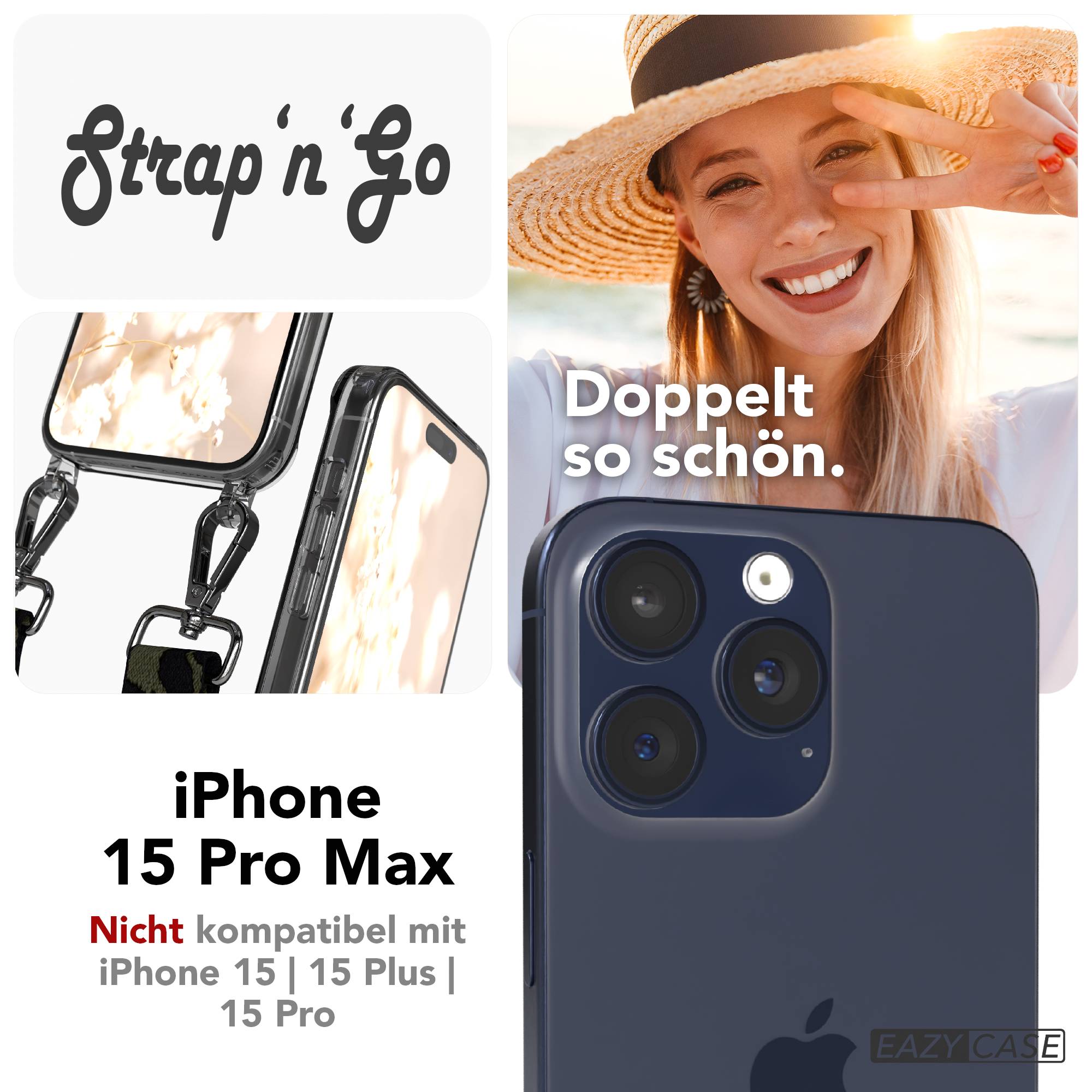 iPhone 15 Pro Max Handykette mit verstellbarem Boho Band Set 