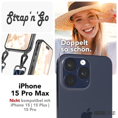 iPhone 15 Pro Max Handykette mit verstellbarem Boho Band Set 