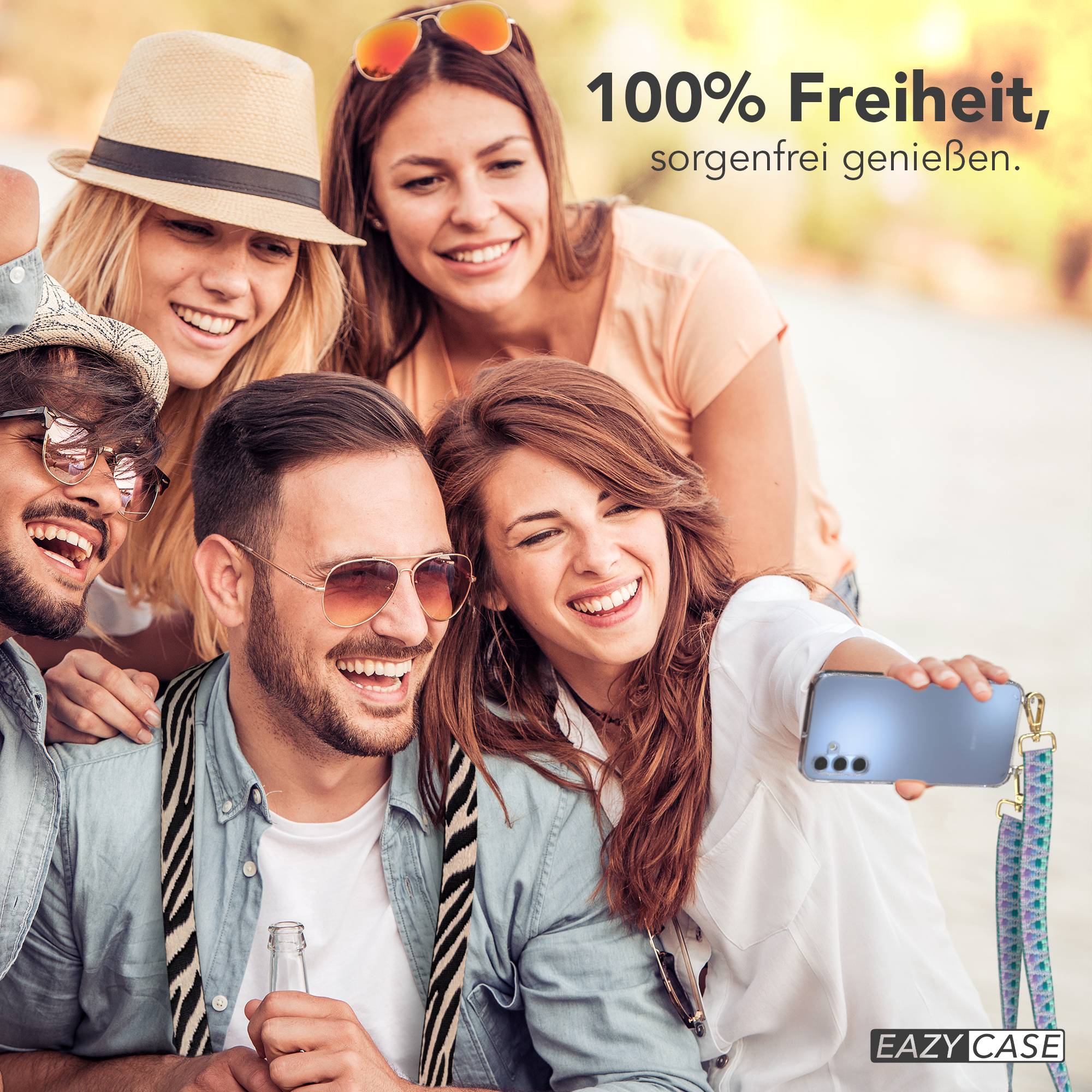 Samsung Galaxy A15 Handykette mit verstellbarem Boho Band zum Umhängen 