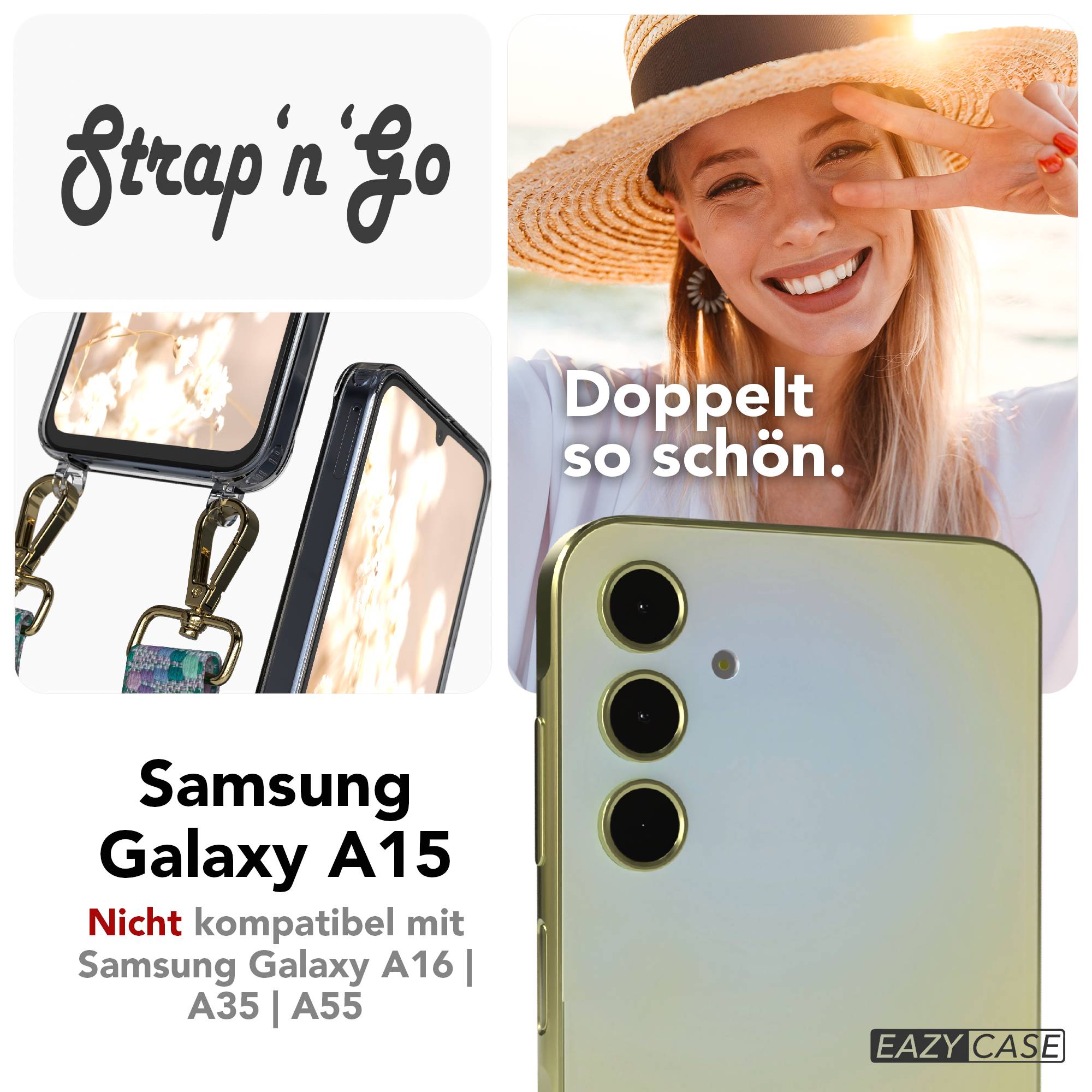 Samsung Galaxy A15 Handykette mit verstellbarem Boho Band zum Umhängen 