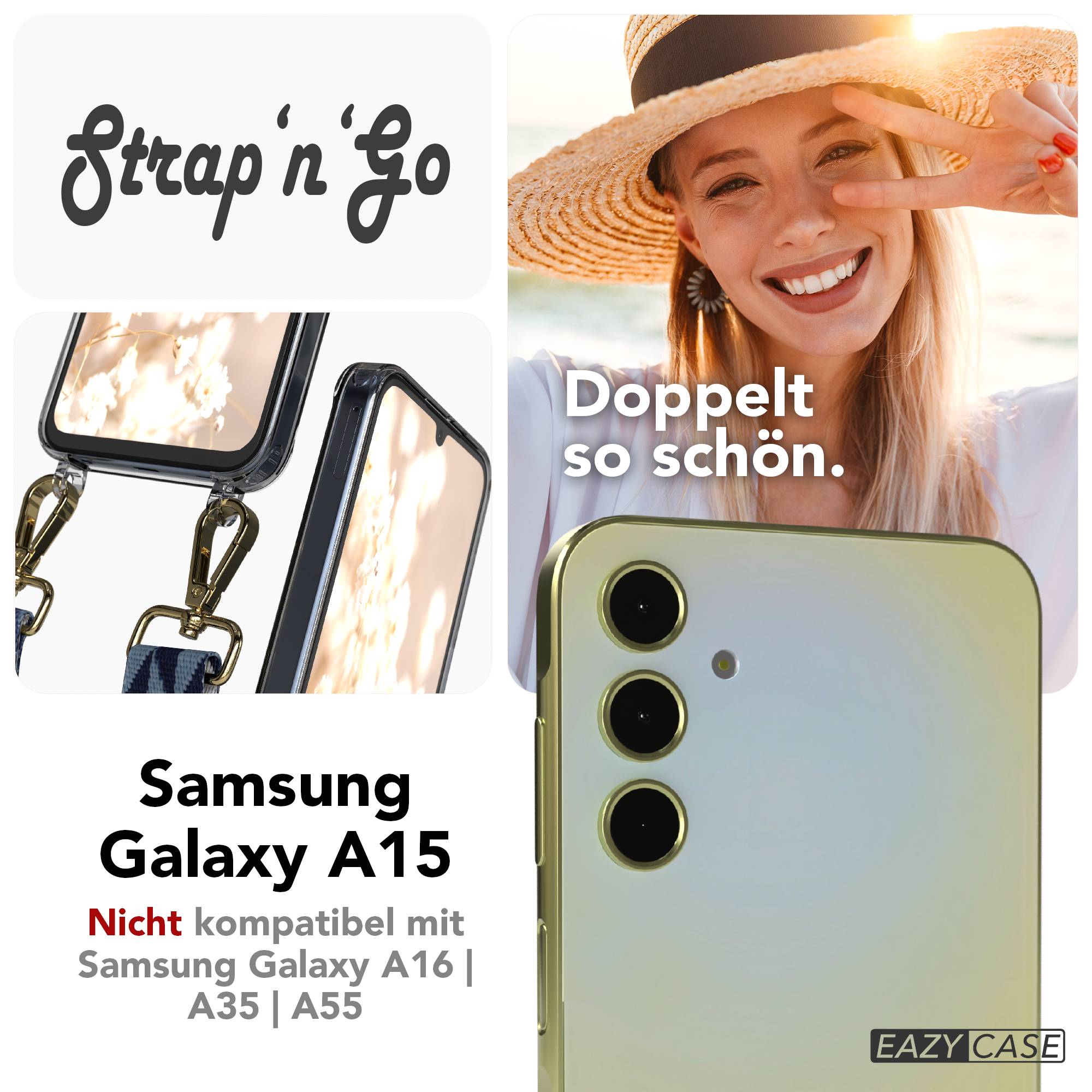 Samsung Galaxy A15 Handykette mit verstellbarem Boho Band zum Umhängen 