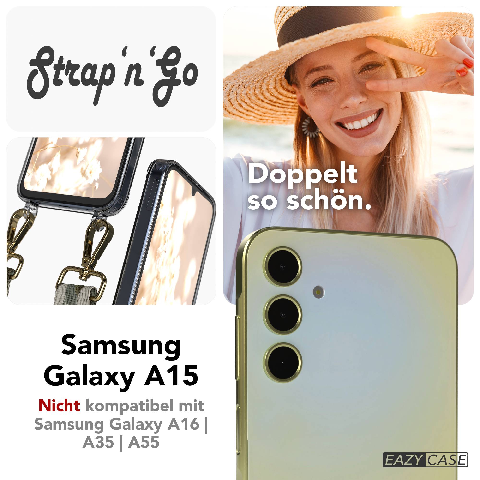 Samsung Galaxy A15 Handykette mit verstellbarem Boho Band zum Umhängen 