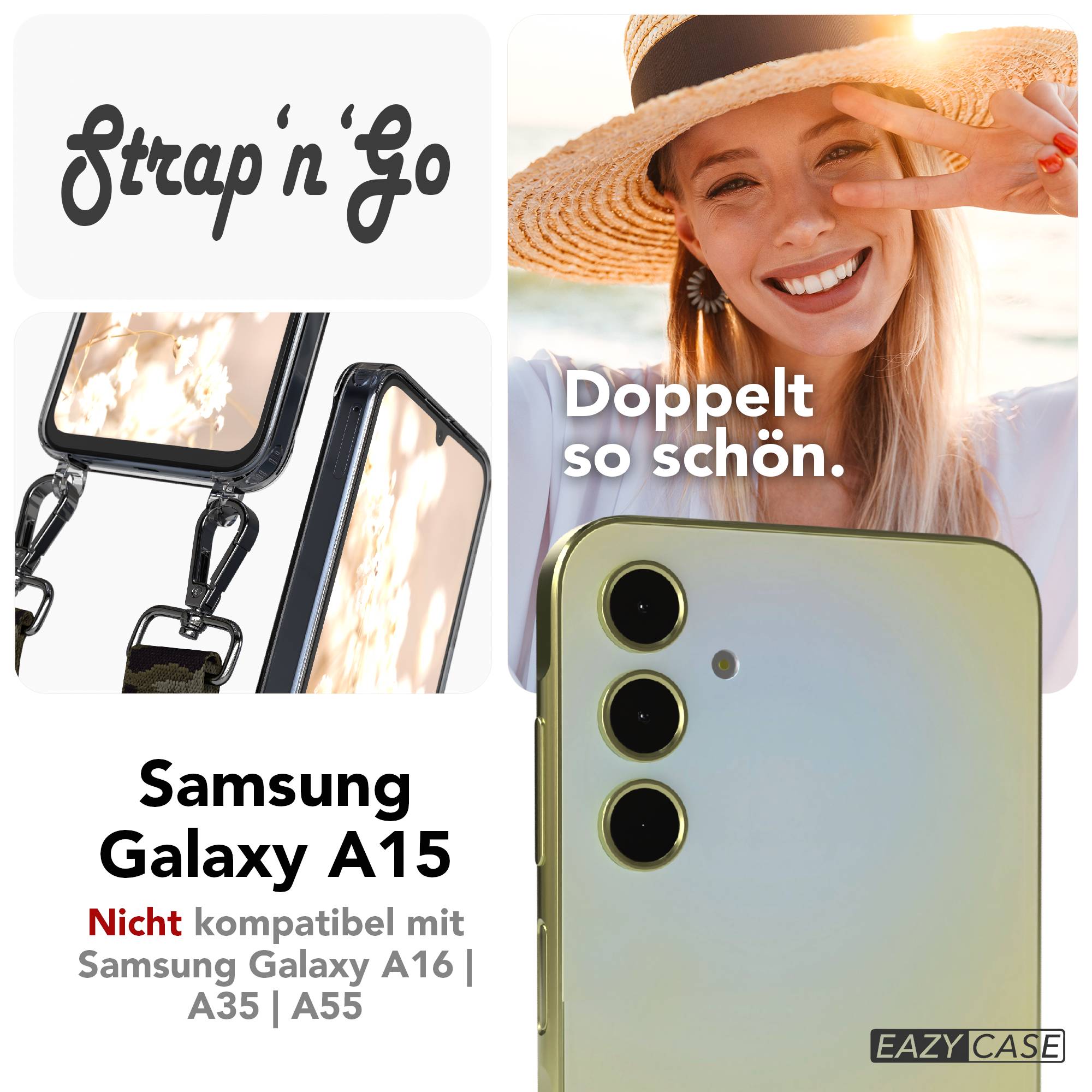 Samsung Galaxy A15 Handykette mit verstellbarem Boho Band zum Umhängen 
