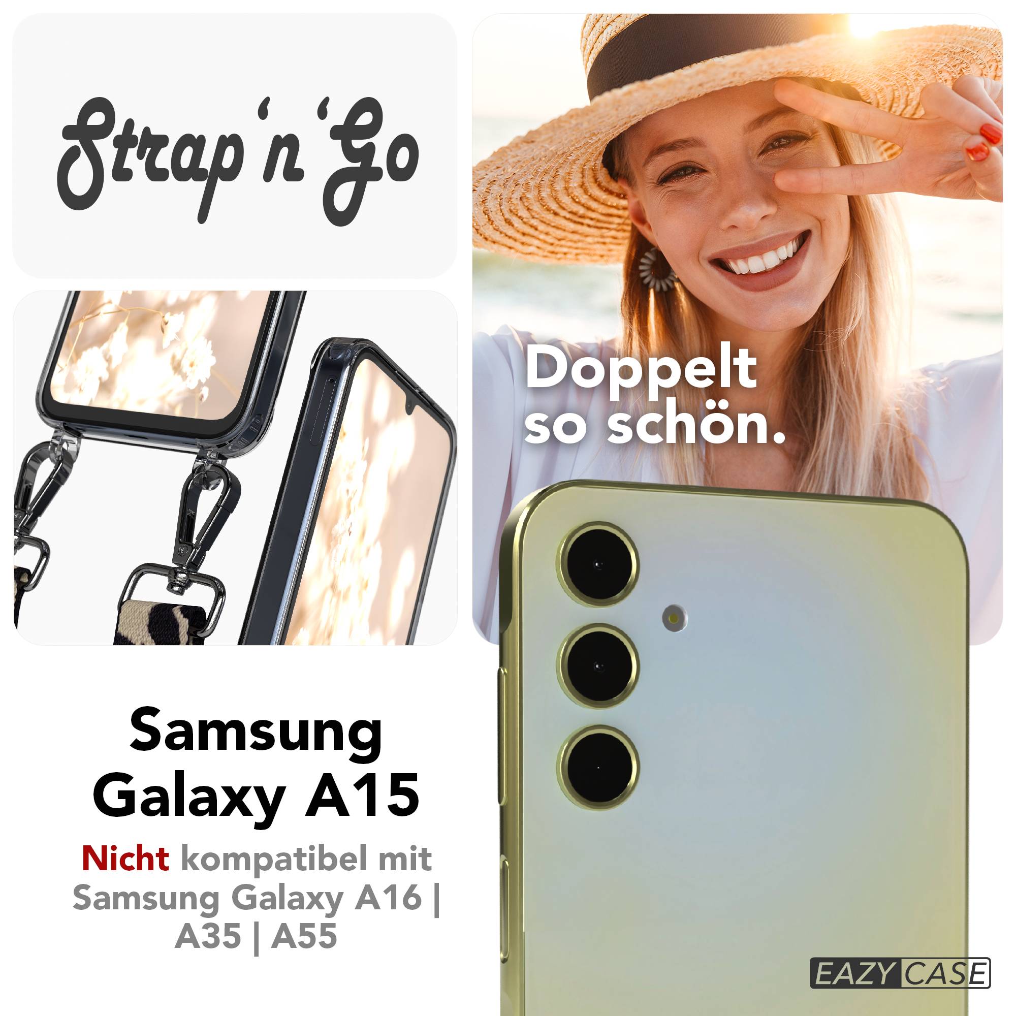 Samsung Galaxy A15 Handykette mit verstellbarem Boho Band zum Umhängen 