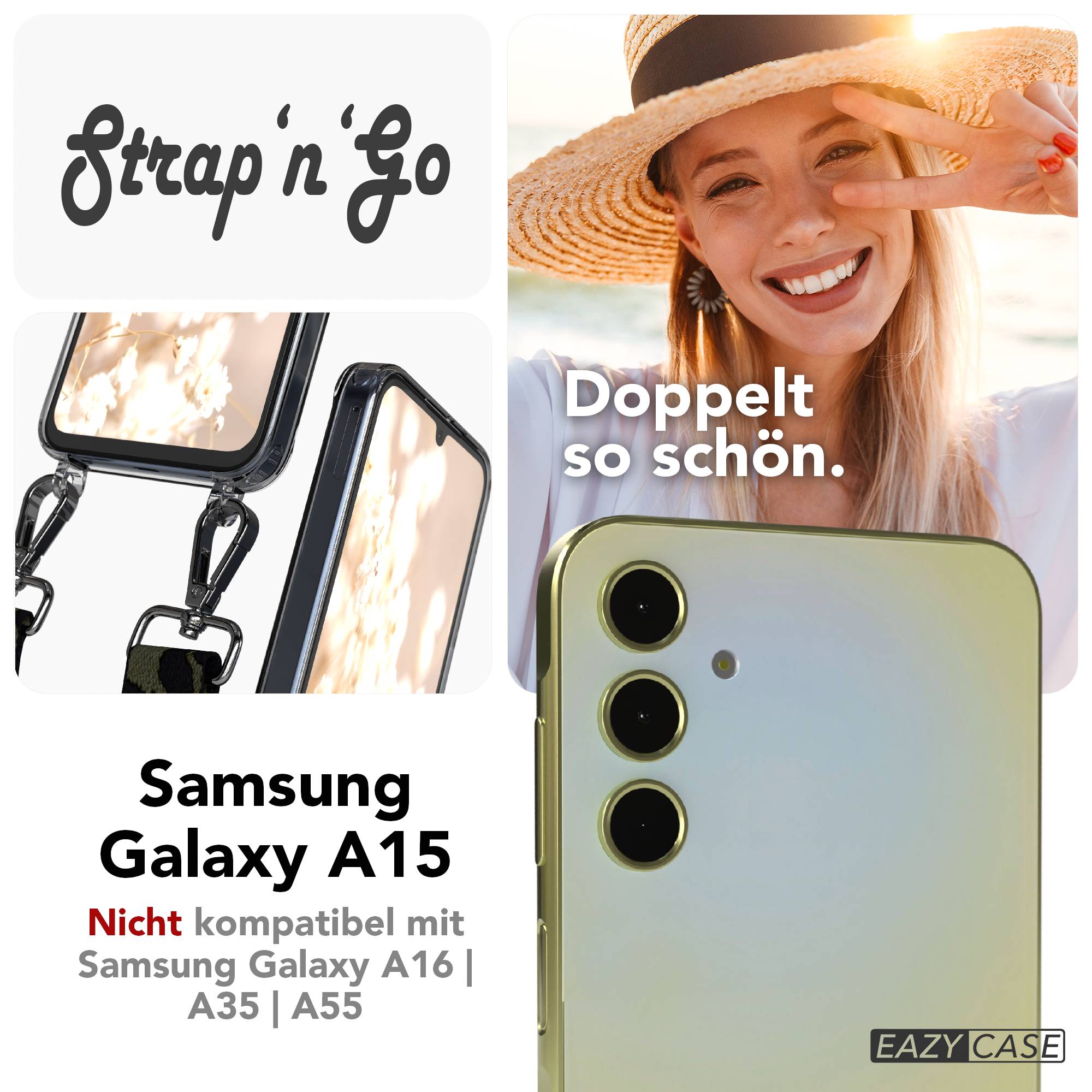 Samsung Galaxy A15 Handykette mit verstellbarem Boho Band zum Umhängen 