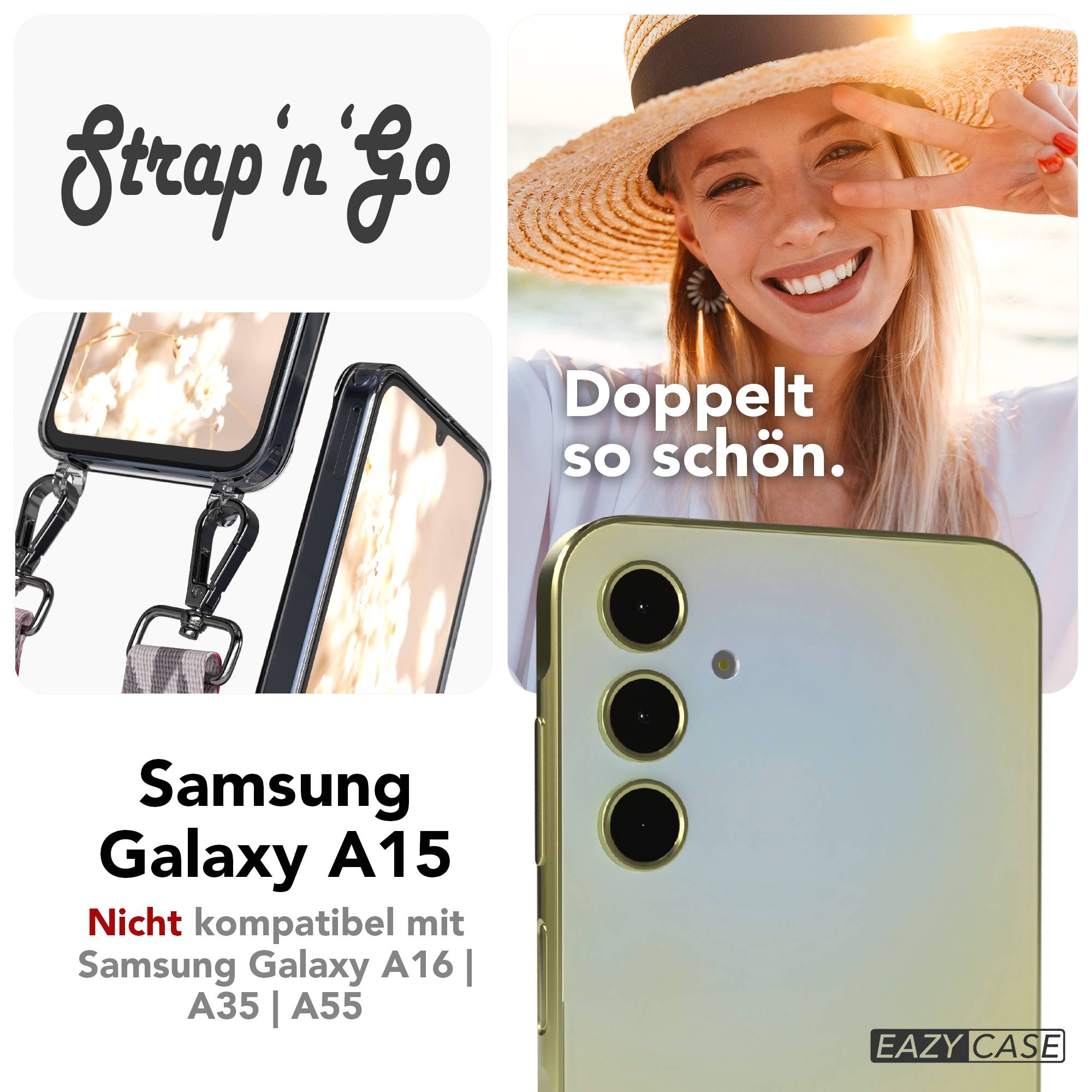 Samsung Galaxy A15 Handykette mit verstellbarem Boho Band zum Umhängen 