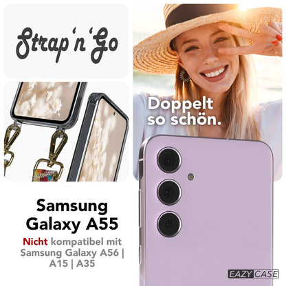 Samsung Galaxy A55 Handykette mit Boho Band und verstellbarem Riemen 
