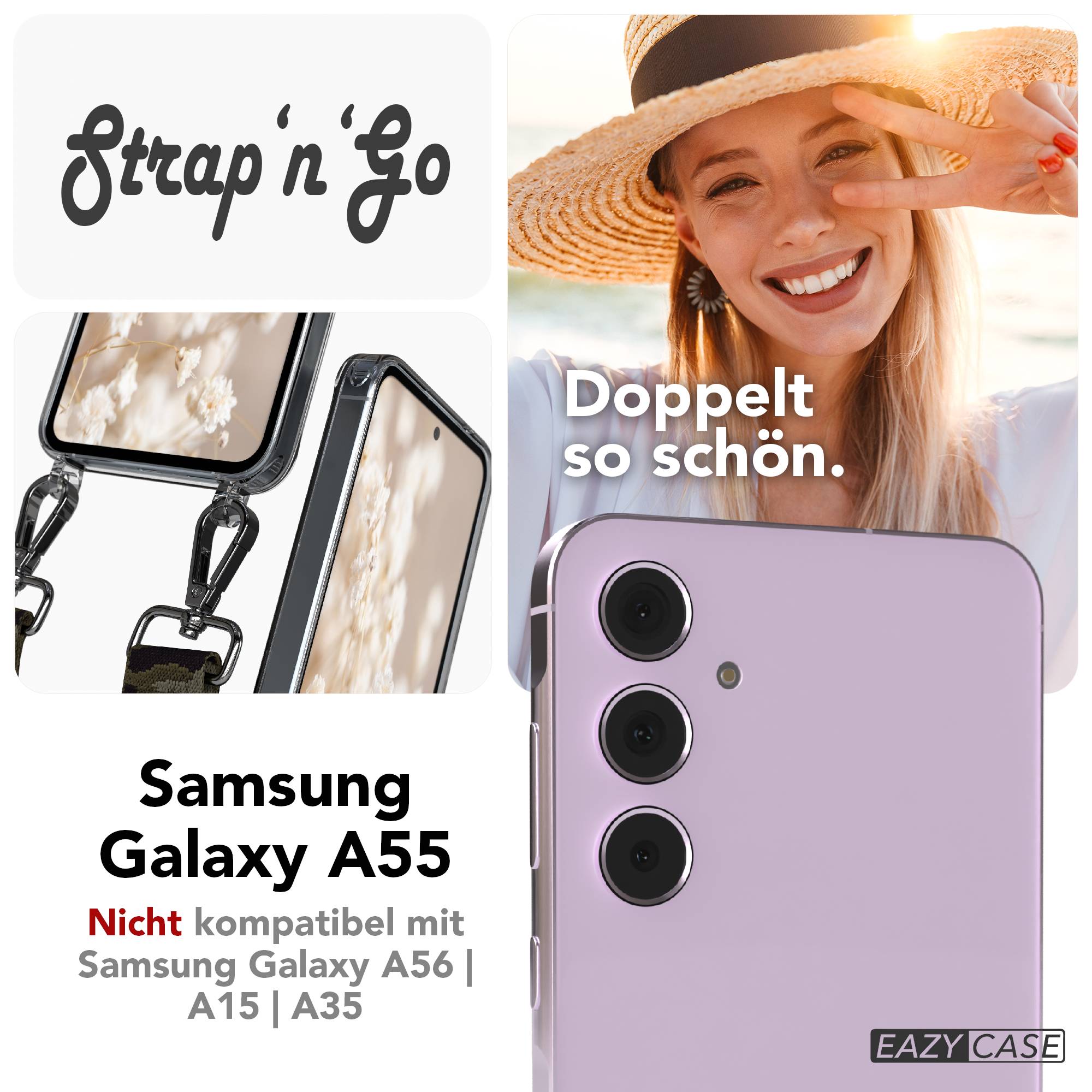 Samsung Galaxy A55 Handykette mit Boho Band und verstellbarem Riemen 