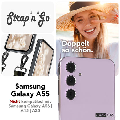 Samsung Galaxy A55 Handykette mit Boho Band und verstellbarem Riemen 