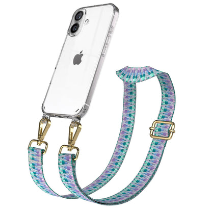iPhone 16 Handykette mit verstellbarem Boho Band und Metallapplikationen 