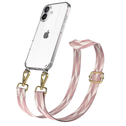 iPhone 16 Handykette mit verstellbarem Boho Band und Metallapplikationen 