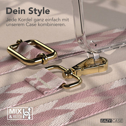 iPhone 16 Handykette mit verstellbarem Boho Band und Metallapplikationen 